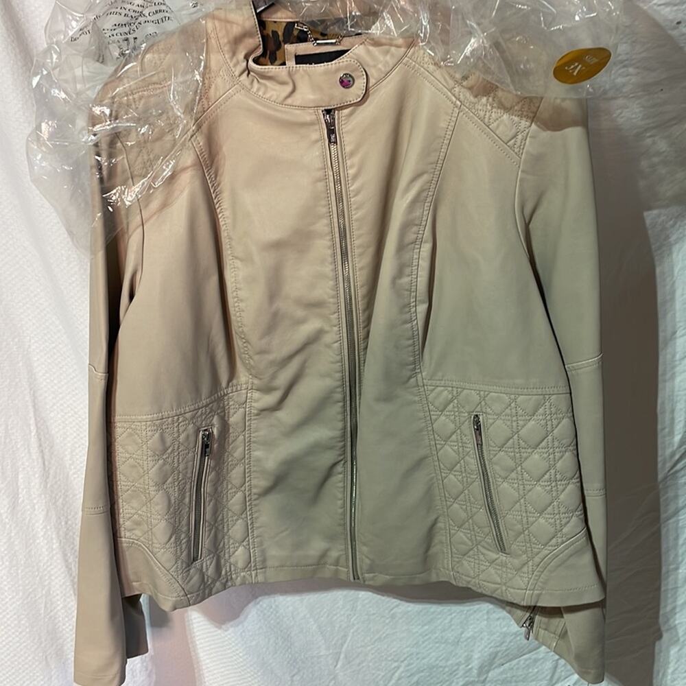 Gill 3x taupe cream moto motorcycle jacket faux leather nwt perfect unworn